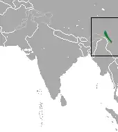 Carte de l'Asie du Sud avec une petite tache verte au sud ouest de la Chine