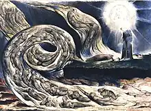 William Blake, Le Cercle de la Luxure, Paolo et Francesca, 1824 - 1827, 374 × 530 mm, City Museum and Art Gallery, Birmingham.