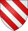 D'argent, à trois bandes de gueules