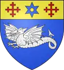Dessin d'un blason dont un dragon (drake en anglais) est l'élément principal.