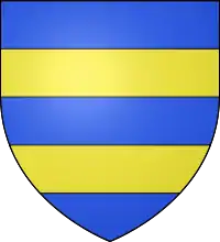 Blason de la famille de Géraud de Maulmont, « d'azur, à deux fasces d'or »