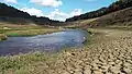 Le Blavet au niveau du lac de Guerlédan lors de l'assec 2015.