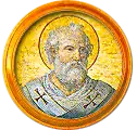 Boniface IV. Médaillon en mosaïque de la frise des papes à Saint-Paul-hors-les-Murs.
