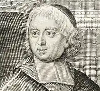 Détail du visage de Bossuet dans la gravure de Bonnart, vers 1690 ?