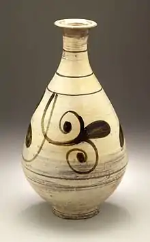 Bouteille à motifs de feuilles, style Punch’ŏng, seconde phase, populaire.