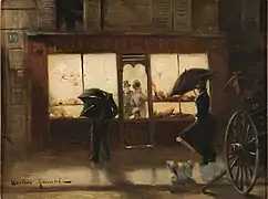 Boulangerie, non daté, huile sur toile, 24,5 × 32 cm, citée par artnet.
