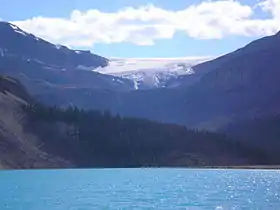 Vue du glacier Bow et du lac Bow.
