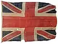 Drapeau hissé par le HMS&nbsp;Spartiate lors de la bataille de Trafalgar. Comme beaucoup de drapeaux faits à la main, le design est imparfait. (Zaricor Flag Collection)