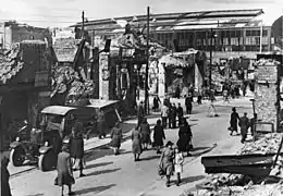 Les destructions autour de la gare après la Seconde Guerre mondiale.