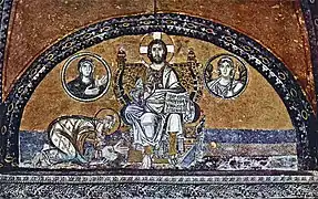 Christ pantocrator et l'empereur Léon VI (886-912) (fin du IXe siècle).