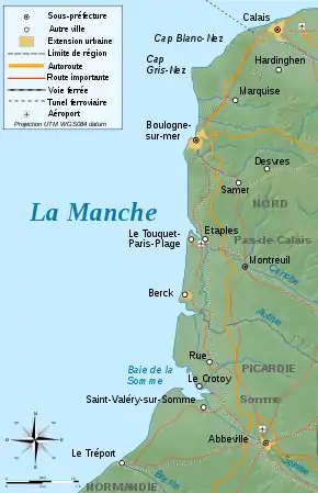 Carte de la Côte d'Opale