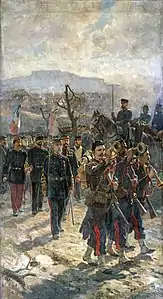 Jean-André Rixens, Les Artilleurs mobiles de Toulouse quittent Belfort avec les honneurs de la guerre.