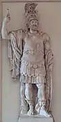 Mars Ultor (Mars vengeur). Marbre. début du IIe&nbsp;siècle EC (?) d'après un original augustéen (27 AEC-1#4 EC) fondé sur un original du IVe&nbsp;siècle AEC