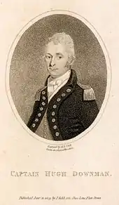 Gravure ovale représentant un homme un uniforme avec épaulettes.