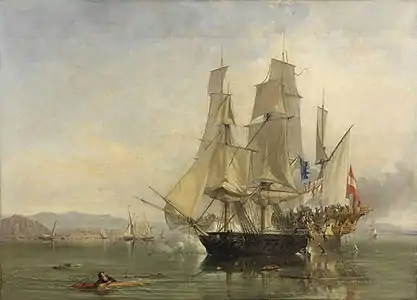 La Capture du chebec espagnol El GamoClarkson Frederick Stanfield, vers 1845Victoria and Albert Museum