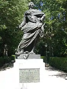 Charles III, statue du Jardin botanique royal de Madrid.