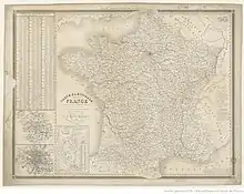 Carte des circonscriptions législatives de 1831 (source : voir section Bibliographie).