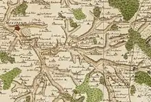 carte de Cassini du XVIIe siècle représentant les villages de Villeloin et Coulangé et les environs