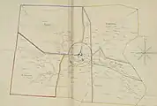 Carte de Rion en 1887, avec la délimitation des différents quartiers.