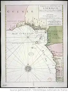« Carte des costes de l'Afrique depuis Cabo Corso jusques à Omorro levée par ordre expres des roys de Portugal sous qui on a fait la découverte » (XVIIe&nbsp;siècle)
