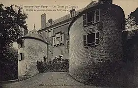 Carte postale du château de Bouillancourt (début du XXe siècle) - vue de l'Est.