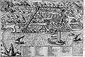 Gravure ancienne représentant une ville portuaire.