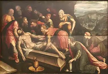 Anonyme, La Mise au tombeau de Jésus (XVIe&nbsp;siècle), huile sur bois.