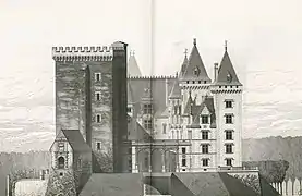 Schéma en noir et blanc d'un château.