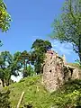 Château et ses alentours en ruines.