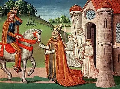 Charlemagne et le pape Adrien&nbsp;Ier (1493).