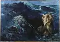 Vue d'artiste du courant de Charybde et du rocher de Scylla