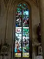 Verrière no&nbsp;5 - prêche de St Jean Baptiste, baptême du Christ ; fin XIXe, non classée.