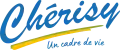 Représentation du logo de 2020, texte en bleu, avec deux traits vert et jaune et la devise de la commune.