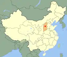 Situation sur la carte de Chine.
