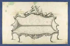 Canapé, dessin de l'album Chippendale Drawings, vol. I, vers 1753–1754, New York, Metropolitan Museum of Art.
