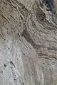 Deux alpinistes dans le grand toit de la Cima Ovest, avec un surplomb de 40 mètres.