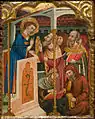 Entourage de Ferrer et Arnau Bassa, Saint Étienne et les Juifs, tempera et feuille d'or sur bois, 1340-1360, Musée national d'art de Catalogne.