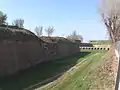 Mur endommagé par une bombe d'avion pendant la seconde guerre mondiale