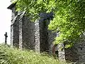 Le clocher de l'église Notre-Dame-de-Lasplanques.