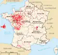 Terminaisons en -é. Elles sont issues de -acum uniquement à l'ouest, ailleurs c'est exceptionnel