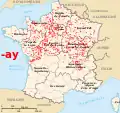 Terminaisons en -ay. Dans le domaine occitan, elles ne sont pas issues de -acum
