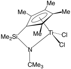 Complexe à géométrie contrainte (en) sous forme chlorure (inactive).