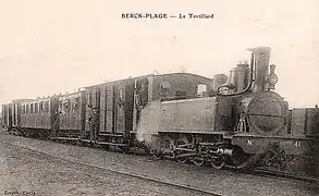 Corpet-Louvet (no&nbsp;552 - 1892), no&nbsp;41 de la Compagnie des Chemins de Fer d'Aire à Fruges et de Rimeux-Gournay à Berck (A.F.R.B.) à Berck-Plage au début du XXe&nbsp;siècle.