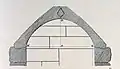 Coupe d'une voûte à intrados curvilignes dans la chambre funéraire de la pyramide de Sésostris&nbsp;III