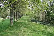 Tracé de l'ancienne ligne de Dercy-Mortiers à Versigny qui passait au sud-est de la place