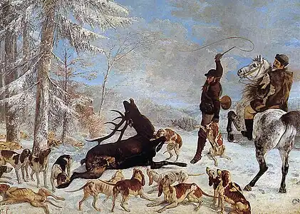 Gustave Courbet (1819-1877), L'Hallali du cerf, 1867, huile sur toile, 355 × 505&nbsp;cm.