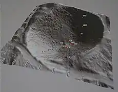 Cratère de 60&nbsp;m relevé par le laboratoire GEGENAA