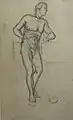 Croquis d'un personnage, Auguste Carlone, bibliothèque patrimoniale Romain-Gary, Nice, cote DES.584