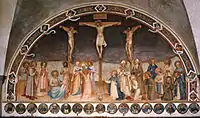 Fresque de la crucifixion aux saints par Fra Angelico. Salle capitulaire du couvent San Marco de Florence.