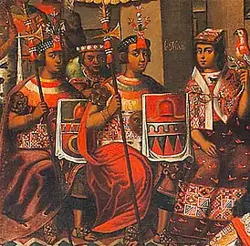 Le Mariage de Martin de Loyola et de Beatriz Ñusta, détail, ca. 1675-1690, église de la Compagnie de Jésus, Cuzco